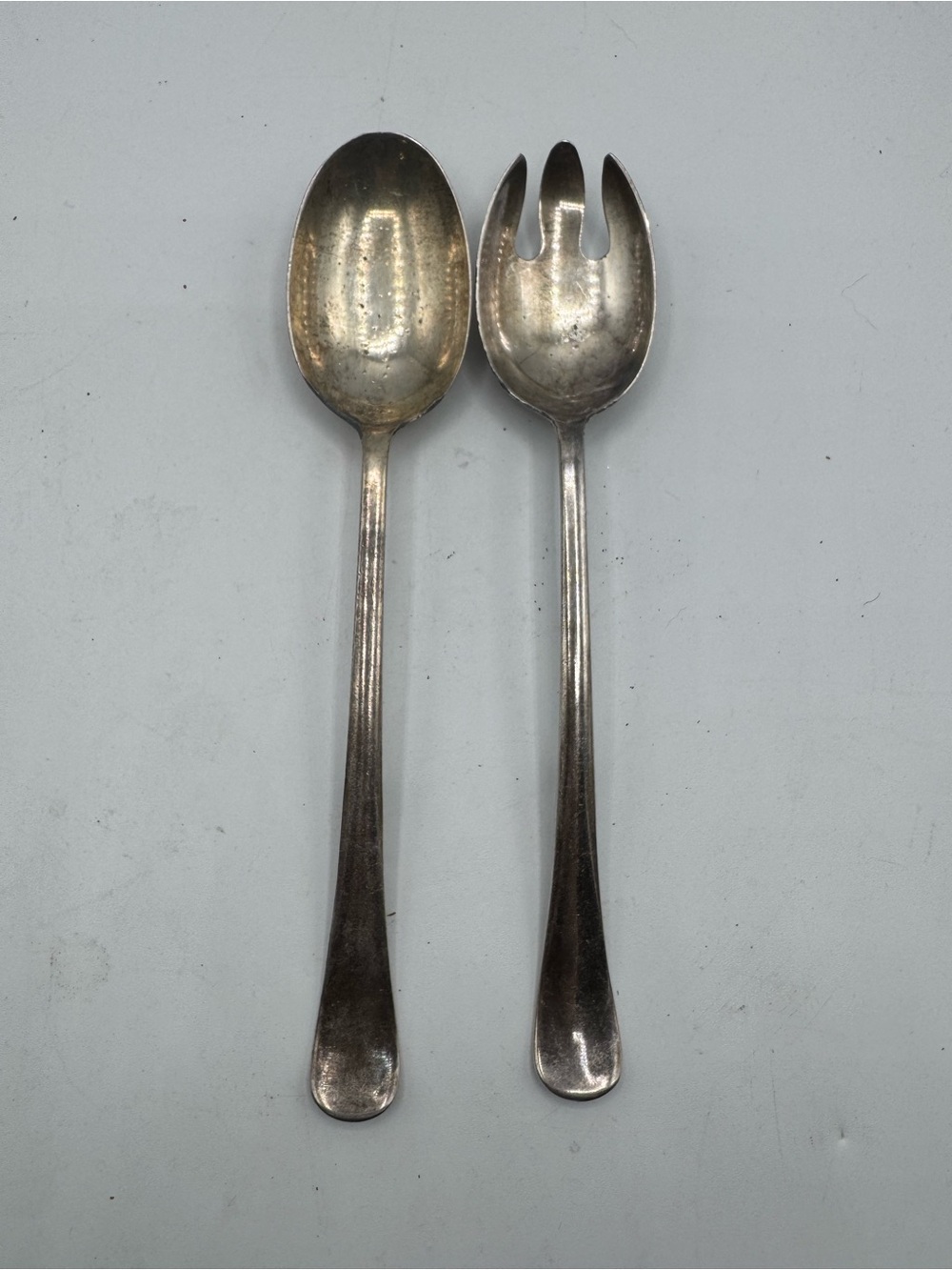 Vintage Gerity G-48 Large Silver Plate 9" Serving Spoon and Fork